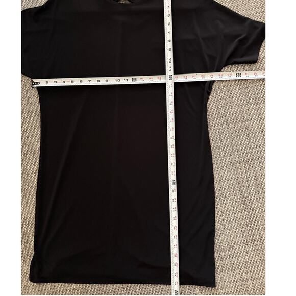 CLARA SUN WOO Open Back Stretchy Cap Sleeve Relaxed Shift Dress  L Black Comfort - Picture 6 of 6